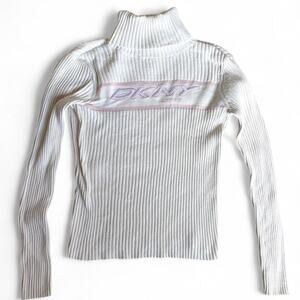 Vintage 90s DKNY Active Spellout Turtleneck Pink and Purple Size Medium